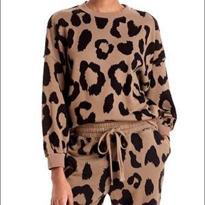 Pistola Leopard Print Crew Neck Sweater - Brown and Black